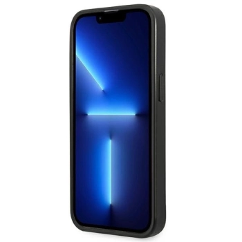 Etui Guess Saffiano Triangle Logo na iPhone 14 - srebrne