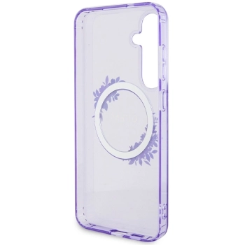 Etui Guess IML Flowers Wreath MagSafe na Samsung Galaxy S24+ - fioletowe
