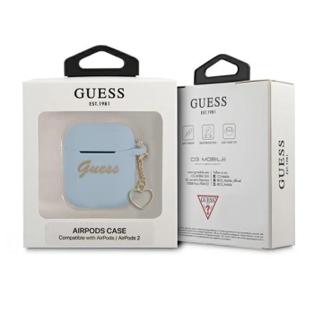 Etui Guess Silicone Charm Heart Collection na AirPods 1/2 - niebieskie