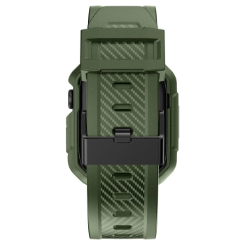 Kingxbar CYF537 2w1 pancerne etui Apple Watch SE, 9, 8, 7, 6, 5, 4, 3, 2, 1 (45, 44, 42 mm) z paskiem zielone