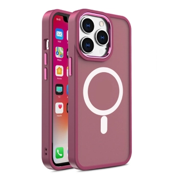 Magnetyczne etui z MagSafe Color Matte Case do iPhone 15 - burgundowe