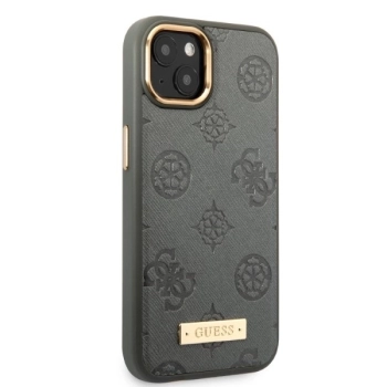 Etui Guess Peony Logo Plate MagSafe na iPhone 13 - szare