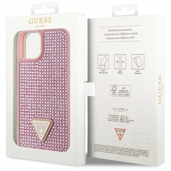 Etui Guess Rhinestone Triangle na iPhone 14 Plus - różowe