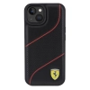 Etui Ferrari Perforated Waves Metal Logo na iPhone 15 / 14 / 13 - czarne