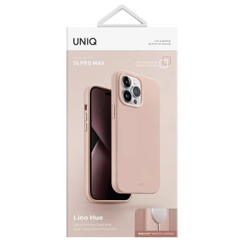 Etui UNIQ Lino Hue Magclick Charging na iPhone 14 Pro Max - różowe