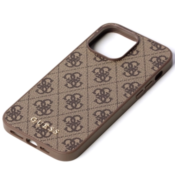 Etui Guess 4G Metal Gold Logo na iPhone 14 Pro Max - brązowe