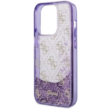 Etui Guess Liquid Glitter 4G Transculent na iPhone 14 Pro - purpurowe