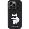 Etui Karl Lagerfeld Saffiano Cardslots and Stand Monogram Choupette do iPhone 15 Pro Max - czarne