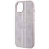 Etui Guess 4G Printed Stripes MagSafe na iPhone 14 - różowe