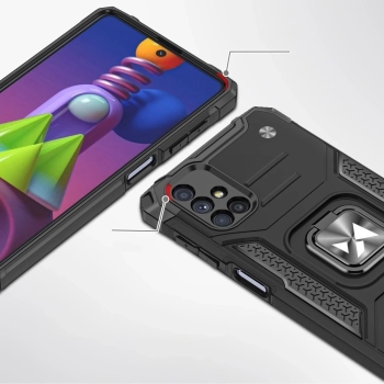 Wozinsky Ring Armor pancerne hybrydowe etui pokrowiec + magnetyczny uchwyt Samsung Galaxy M51 różowy