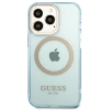Etui Guess Gold Outline Translucent MagSafe na iPhone 13 Pro Max - niebieskie