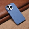 iCarer Litchi Premium Leather Case skórzane etui iPhone 14 Pro magnetyczne z MagSafe jasnoniebieski (WMI14220710-LB)