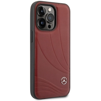Etui Mercedes Leather Wave Patern na iPhone 14 Pro - czerwone