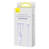 Baseus Flash Series Ⅱ kabel 3w1 do szybkiego ładowania USB-A do USB-C / Micro-USB / Lightning 66W 480Mb/s 1.2m fioletowy