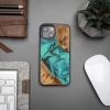 Etui z drewna i żywicy na iPhone 13 Mini Bewood Unique Turquoise - turkusowo-czarne