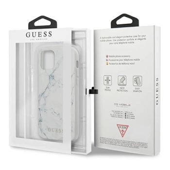 Etui Guess Marble Collection na iPhone 13 mini - białe