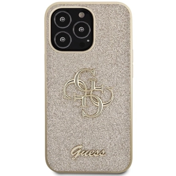 Etui Guess Glitter Script Big 4G na iPhone 13 Pro Max - złote