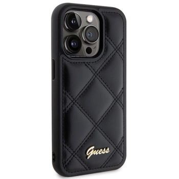 Etui Guess Quilted Metal Logo na iPhone 15 Pro Max - czarne