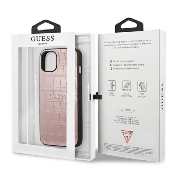 Etui Guess Croco Strap Collection na iPhone 13 mini - różowe