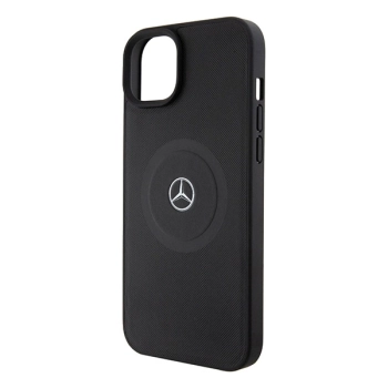 Etui Mercedes Crossed Lines Pattern Leather MagSafe na iPhone 15 - czarne