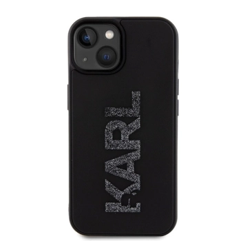 Etui Karl Lagerfeld 3D Rubber Glitter Logo na iPhone 15 - czarne