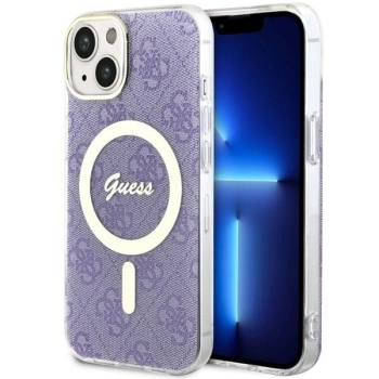 Etui Guess 4G MagSafe na iPhone 14 - purpurowe