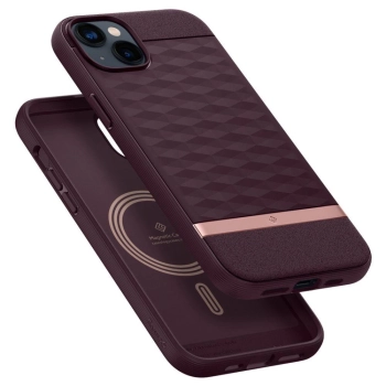 Etui Caseology Parallax Mag z MagSafe na iPhone 14 Plus - burgundowe