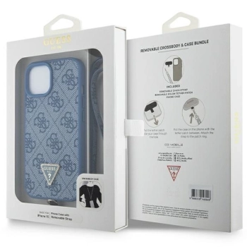 Etui Guess Crossbody 4G Metal Logo do iPhone 15 - niebieskie