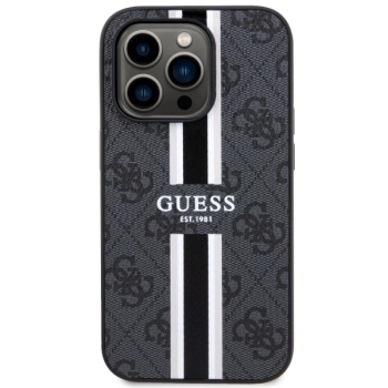 Etui Guess 4G Printed Stripes MagSafe na iPhone 14 Pro - czarne