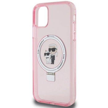 Etui Karl Lagerfeld Ring Stand Karl&Choupettte MagSafe na iPhone 11 / Xr - różowe