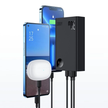 Baseus Adaman2 powerbank z wyświetlaczem cyfrowym 20000mAh 30W 2 x USB / 1x USB Typ C Power Delivery Quick Charge SCP, Oppo Super VOOC czarny (PPAD050