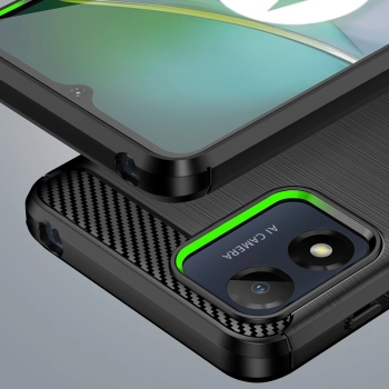 Carbon Case etui Motorola Moto E13 elastyczny silikonowy karbonowy pokrowiec czarne