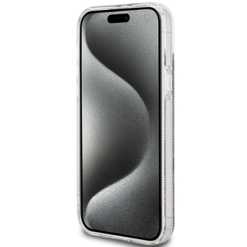 Etui Guess IML 4G Gold Stripe na iPhone 15 Plus / 14 Plus - brązowe