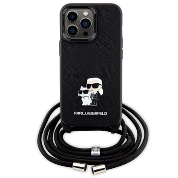 Etui Karl Lagerfeld Crossbody Saffiano Metal Pin Karl&Choupette na iPhone 13 Pro / iPhone 13 - czarne