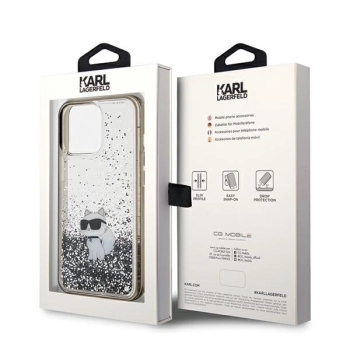 Etui Karl Lagerfeld Liquid Glitter Choupette na iPhone 13 Pro / 13 - przezroczyste