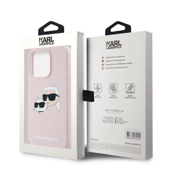 Etui Karl Lagerfeld Silicone Karl&Choupette MagSafe na iPhone 15 Pro - różowe