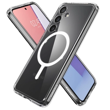 Etui Spigen Crystal Hybrid OneTap Ring z MagSafe na Samsung Galaxy S24 - przezroczysto-białe