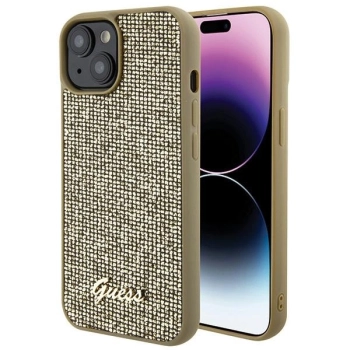 Etui Guess Disco Metal Script na iPhone 15 - złote