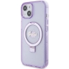 Etui Guess Ring Stand Script Glitter MagSafe na iPhone 15 - fioletowe