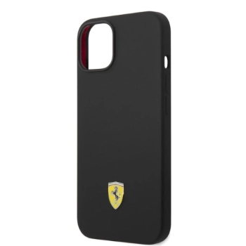 Etui Ferrari Silicone Metal Logo Magsafe na iPhone 14 - czarne
