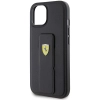 Etui Ferrari Grip Stand Metal Logo na iPhone 15 - czarne