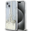 Etui Guess Liquid Glitter Gold Stripes na iPhone 15 / 14 / 13 - przezroczyste
