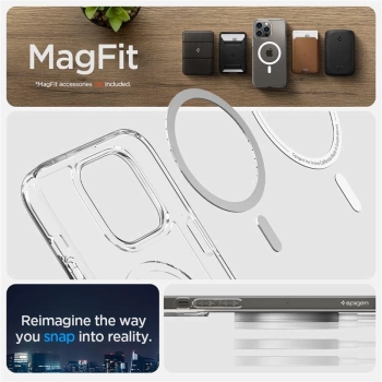 Etui Spigen Ultra Hybrid Mag z MagSafe na iPhone 14 Pro - przezroczysto-białe