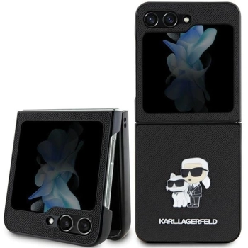 Etui Karl Lagerfeld Saffiano Karl&Choupette Pin do Samsung Galaxy Z Flip 5 - czarne