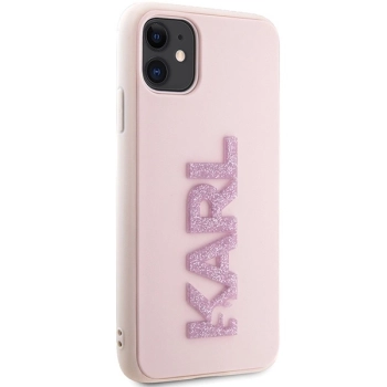 Etui Karl Lagerfeld 3D Rubber Glitter Logo na iPhone 11 / Xr - różowe