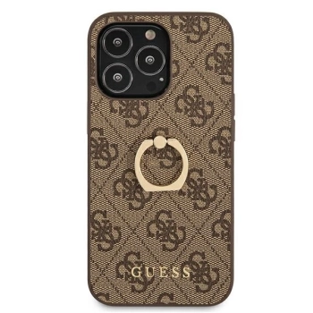 Etui Guess 4G Ring Stand na iPhone 13 Pro / iPhone 13 - brązowe