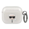 Etui Karl Lagerfeld Glitter Karl's Head na AirPods 3 - srebrne