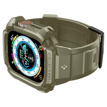 Etui z paskiem Spigen Rugged Armor Pro na Apple Watch Ultra (49 mm) - zielone