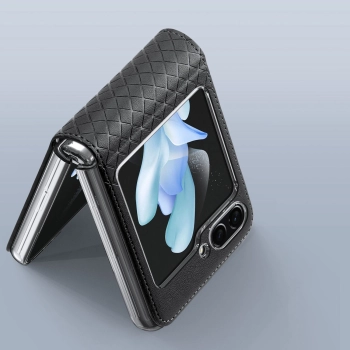 Skórzane etui Samsung Galaxy Z Flip5 5G z klapką portfel pokrowiec na tył Dux Ducis Bril - czarne