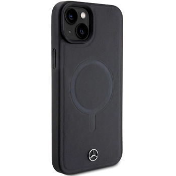 Etui Mercedes Smooth Leather MagSafe do iPhone 15 Plus - czarne